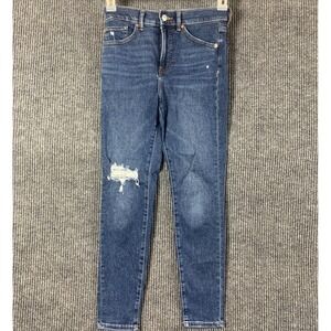 Express Jeans Womens‎ 0 Blue Cropped Skinny High Rise Ripped Distressed 28x25